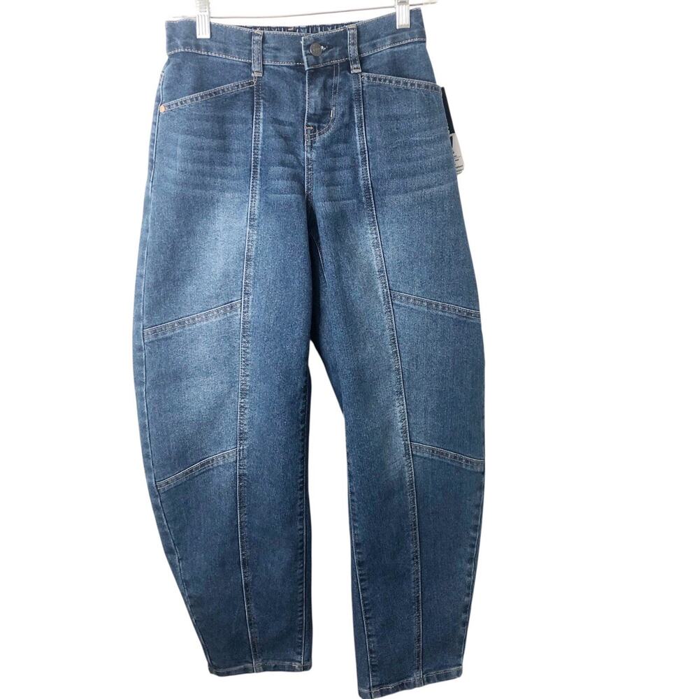 Madden NYC NWT Women's High Rise Barrel Jeans Elastic Back Waistband XXS